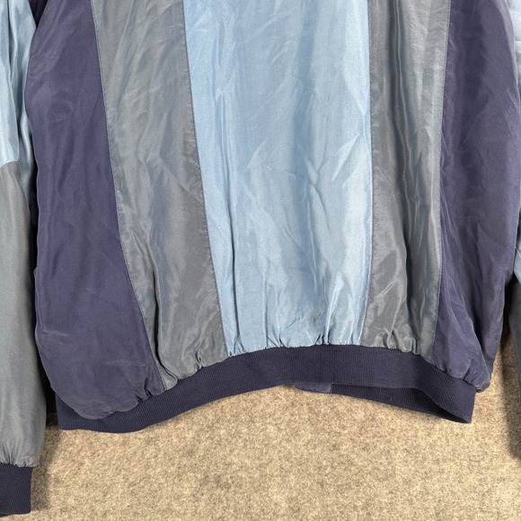 Vintage‎ Olympic Exposure Womens Jacket Large Blue Colorblock 100% Silk Full Zip - Picture 3 of 11